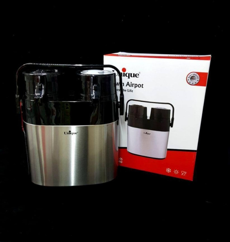 فلاسک دوقلو ۱ لیتر استیل شیشه دار یونیک مدل UN-9040